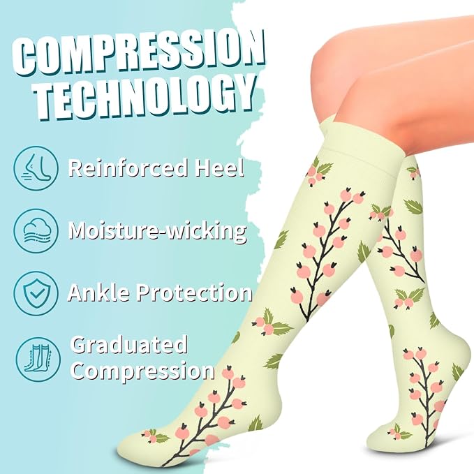 Compression Socks for Women & Men Circulation(6 pairs)-Graduated Supports Socks for Running, Athletic Sports - Image 6