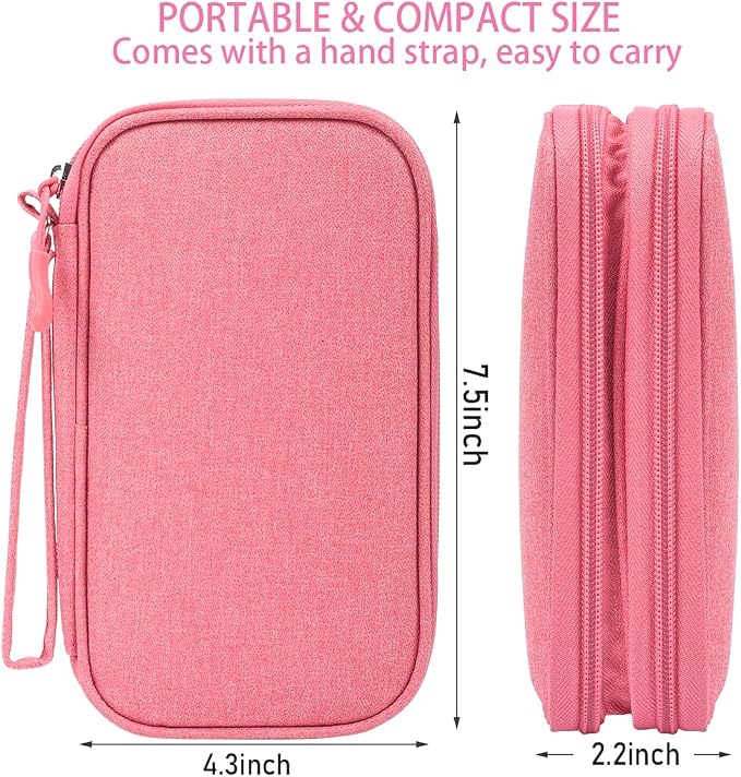 CAAORDKSO Electronics Travel Organizer, Waterproof Cable Organizer Bag, Travel Essentials for Women, Tech Pouch for Travel, Backpack, Cord, Charger, Phone, Power Bank, Earphone (Dark Pink, Medium) - Image 2