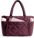 BAGSMART Tote Bag for Women, Puffer Tote Bag with Zipper, Large Quilted Shoulder Bag with Compartments for Travel, Work, Gym by BAGSMART