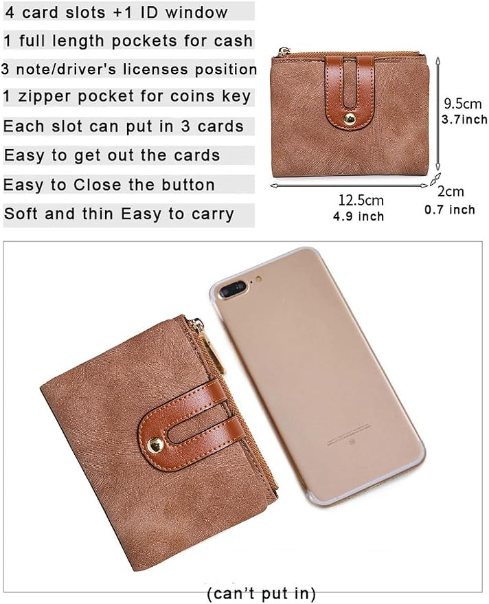 AOXONEL Women's Rfid Small Bifold Leather Wallet Ladies Mini Zipper Coin Purse id card Pocket,Slim Compact Thin - Image 6