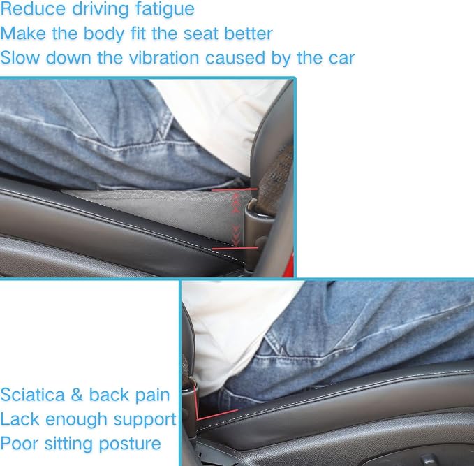 2 in 1 Car Seat Cushion Lumbar Pillow - Comfort Memory Foam Seat Cushion for Driving, Office - Sciatica-Back Pain Relief, Car Cushion for Car, Truck, Office, Wheelchair (Grey) - Image 4