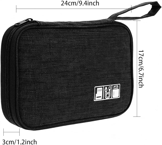 Yamrots Travel Cable Organizer, Electronic Organizer Travel Case, Portable Storage Bag for SD Card, Charger, Power Bank, Earphone (Black) - Image 2