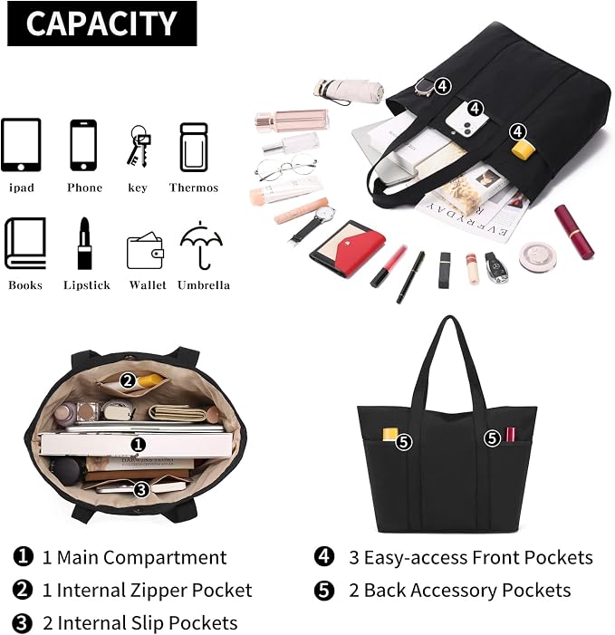 Corduroy Tote Bag for Women Crossbody Bags Lightweight Handbags Shoulder Bag with Zipper Pockets for Work Shopping - Image 3