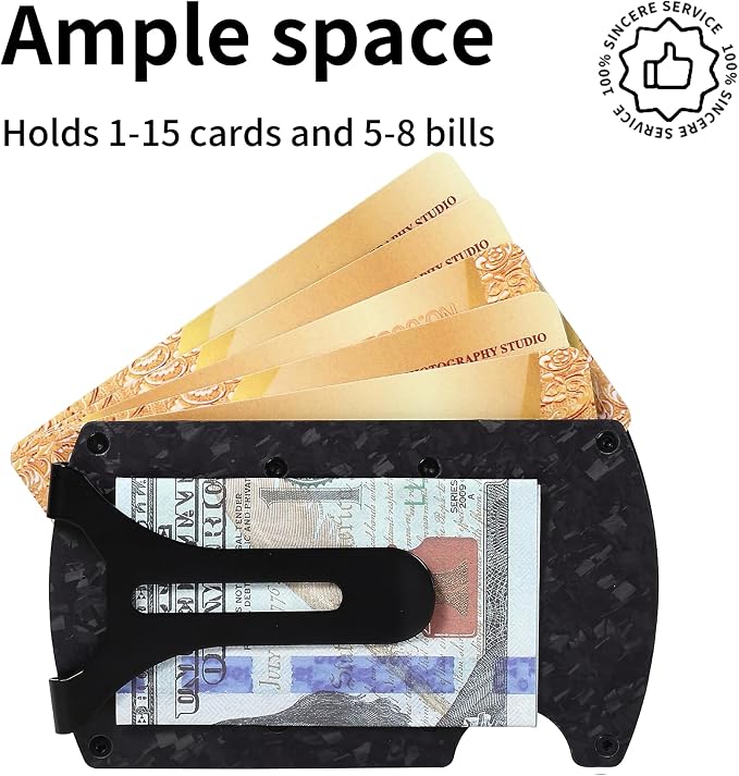 Slim Wallet for Men,RFID Blocking Minimalist Metal Wallet, Money Clip/Cash Holder, Front Pocket Aluminum Credit Card Holder, Ideal Gift for Men,Unique Pattern Black - Image 6