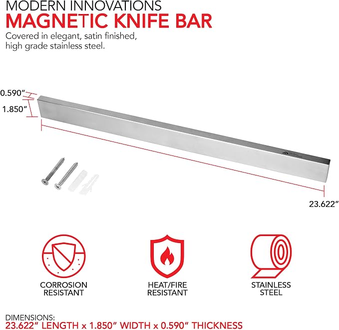 Modern Innovations Magnetic Knife Holder for Wall and Fridge - 24" Knife Magnetic Strip, Magnet Kitchen Knife Holder and Rack, Stainless Steel Magnetic Knife Bar for Kitchen Utensils - Image 2