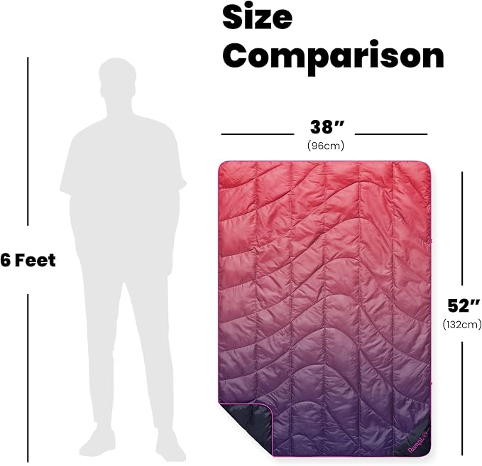 Rumpl Travel Puffy Blanket, Ultra-Packable Travel-Size Warmth and Comfort, Berry Fade - Image 7