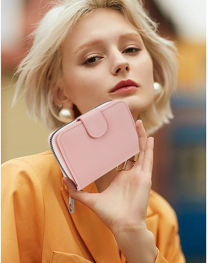 Credit Card Holder for Women Small Leather RFID Blocking Security Card Wallet with ID Window - Image 6