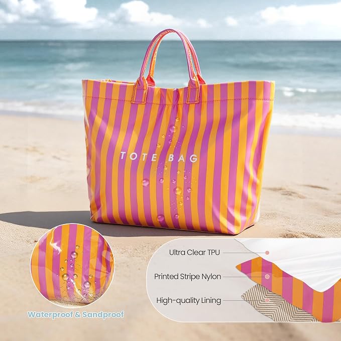 Lushandy PVC Tote Bag for Women Jelly Beach Bag Top Handle Hobo Handbag | Water-Resistant, Wipe Clean, Lightweight - Image 4