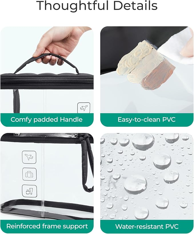 BAGSMART TSA Approved Toiletry Bag, Clear Makeup Cosmetic Bag Organizer, Quart Size Travel Bag for Toiletries, Carry-on Travel Accessories Essentials, 1 Pack-Black - Image 4