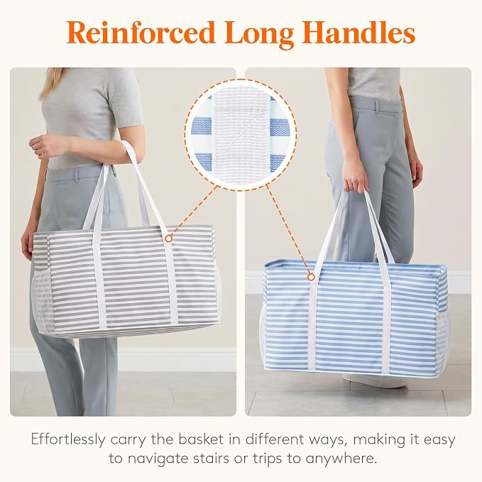 Lifewit Extra Large Tote Bag, Reusable Grocery Bags with Metal Wire Frame and Handles - Image 8