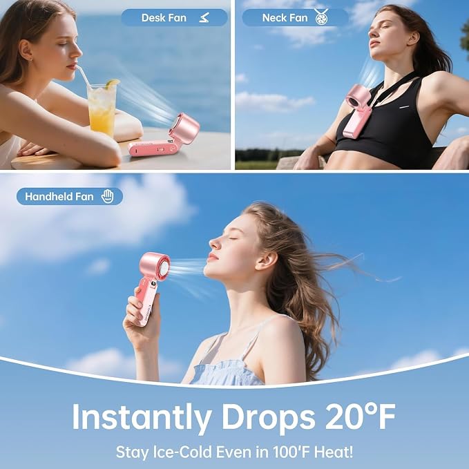 Handheld Portable Fan with Ice Cooler: 199-Speed 5500mAh | 20000 RPM Air Turbo Tech Portable Design Powerful Mini Personal Fan for Travel, Outdoor,Beach,Makeup, Summer - Image 7