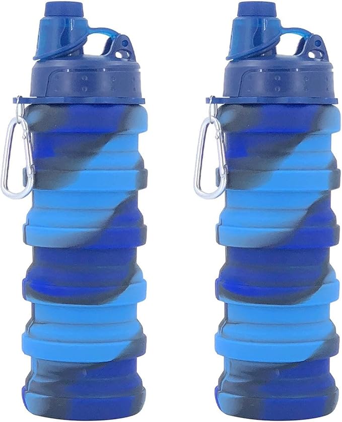Collapsible Water Bottles Travel water bottle Sports Portable Sport Water Bottle Reusable Water Bottles comes with mountaineering Buckle 500ml silicone Water-proof camping water bottle by YCTMALL