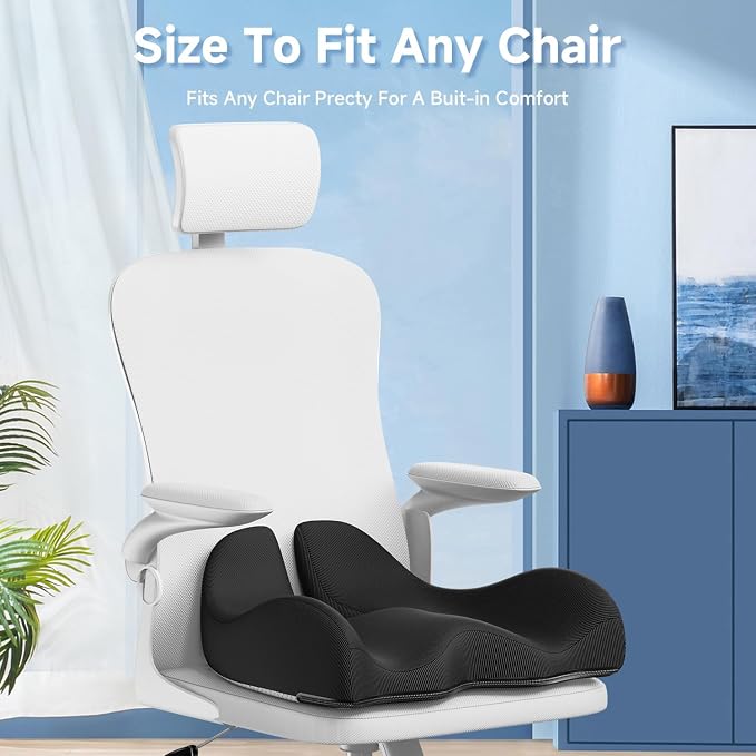 Benazcap Large Cooling Gel Memory Foam Seat Cushion for Long Sitting | Ergonomic cushion. Relieves sciatica, tailbone & lower back pain, great for office work, gaming and long-distance car travel. - Image 5