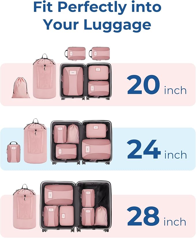 BAGSMART Compression Packing Cubes, 6 PCS Packing Cubes for Suitcases, Travel Bags Organizer for Luggage, Lightweight Packing Cube for Travel Essentials - Image 5