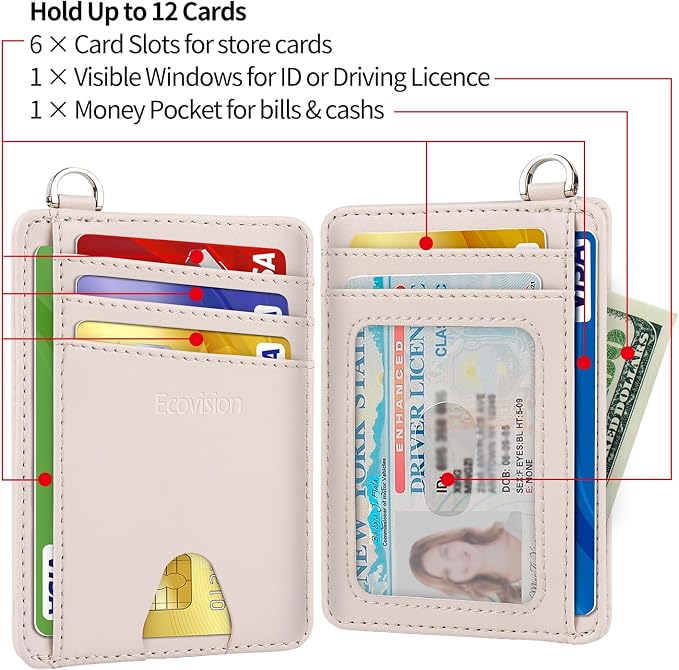 Slim Minimalist Front Pocket Wallet, RFID Blocking Credit Card Holder Wallet with Detachable D-Shackle for Men Women - Image 6