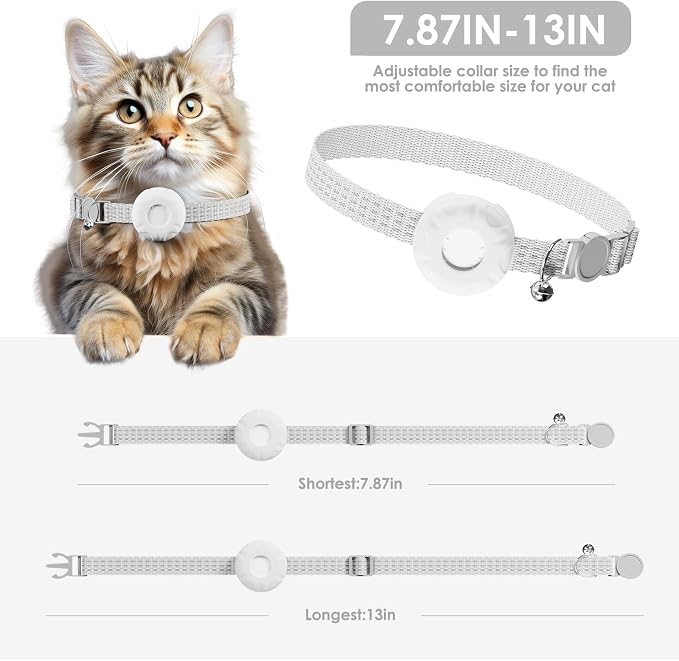 GPS Tracker for Cats,Real-Time Location Cat Tracker, Pet Tracker with Cat Collar,Compatible with Apple Find My App (Only iOS),No Monthly Fee,Waterproof,Anti-Lost Device (White) - Image 4