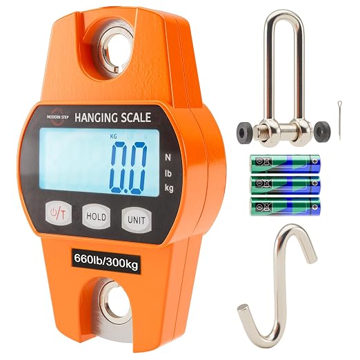 Digital Hanging Scale 660 LB 300 KG - Professional Heavy Duty Waterproof Fish Scale - Portable Durable Crane Scale for Luggage Weight Suitcase Hunting Farm Bike Bow Fish Weight Fishing Scale by MODERN+STEP