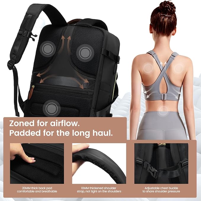 LOVEVOOK 40L Travel Backpack for Women, Carry On Backpack with 3 Packing Cubes,TSA Personal Item Travel Bag Airline Approved, Water Resistant Weekender Overnight Luggage Daypack, Fits 17.3 Inch Laptop - Image 4