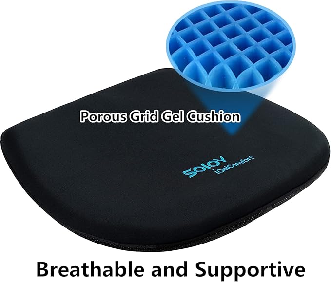 Coccyx Gel Seat Cushion- Orthopedic Memory Foam Chair Cushions for Home Kitchen Office Desk Car Truck Airplane (Black) - Image 3