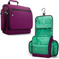 VENTURE 4TH Hanging Travel Toiletry Bag, 18 Compartments - Purple/Mint | Hangs on rails, hooks or doors; stands upright. Removable TSA pouch. Water-resistant Nylon 290D Twill, reinforced stitching. by VENTURE4TH