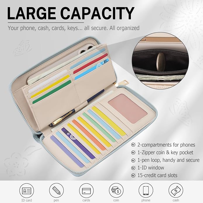 RFID Wallet Women Large Capacity Sunflower Wristlet Wallets for Women Clutch Ladies Cell Phone Purse - Image 5