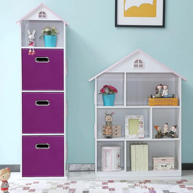 Fabric storage bins Cubes, Fabric Cube Organizer with Handle, Foldable Cube Bins for Cloth or Accessary Storage, 11x11x11, Set of 6, (Purple) - Image 5