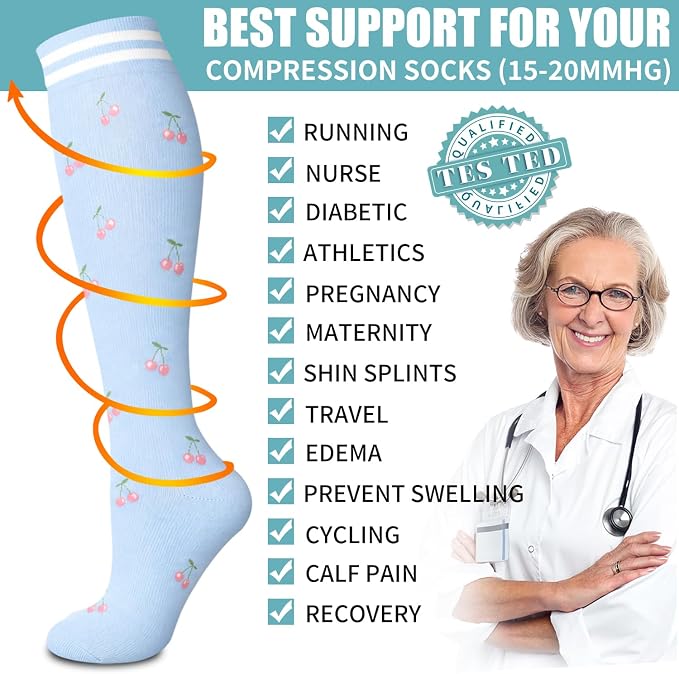 Compression Socks for Women & Men Circulation(6 pairs)-Graduated Supports Socks for Running, Athletic Sports - Image 5