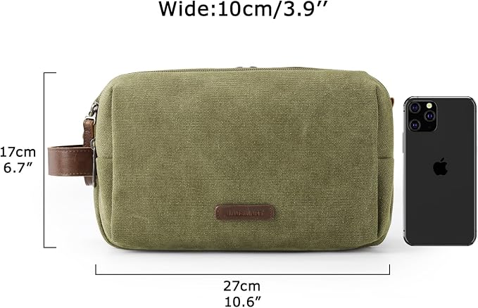 BAGSMART Toiletry Bag for Men, Canvas Travel Toiletry Organizer Dopp Kit Water-resistant Shaving Bag for Toiletries Accessories,Green-Large - Image 6