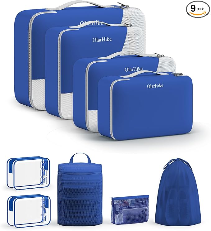 9 Set Packing Cubes for Travel, Gifts for Women Mom,Anti-Tearing Suitcase Organizer,OlarHike Vacation Essentials & Accessories for Cruise Ship by OlarHike