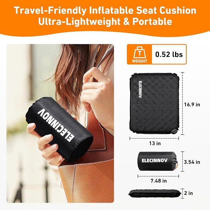 Inflatable Seat Cushion, Self Inflating Foam Portable Stadium Seat Cushion | Bleacher Seat Cushion Lightweight Camping Comfort Airplane Cushion for Long Flights Outdoor Events - Image 2