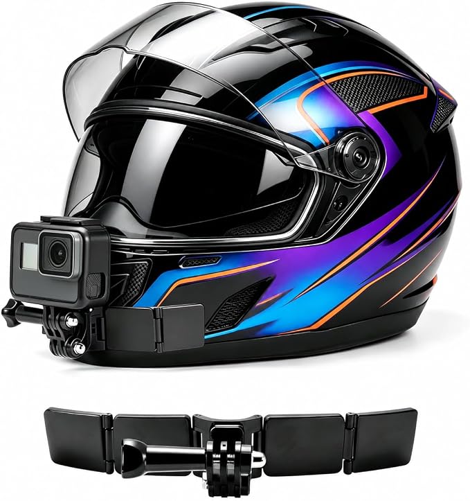 Motorcycle Helmet Chin Mount Kits with Adhesive Curved Pads Compatible with DJI Osmo Action 6, Osmo Action 5 Pro, Osmo Action 4, Osmo Action 3, Insta360, AKASO, GoPro (Version A) by Lupholue