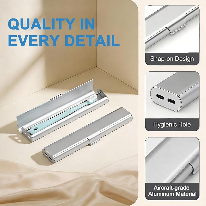 Portable Toothbrush Travel Case: Breathable & Dirt-Proof Hotel Camping Outdoor - Aluminum for Storage Recyclable Traveler (1, Silver) - Image 5
