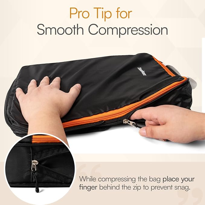 6 Set Large Compression Packing Cubes for travel. | Durable, Expandable and Lightweight Packing Cubes for Travel Compression with Laundry bag, Black - Image 6