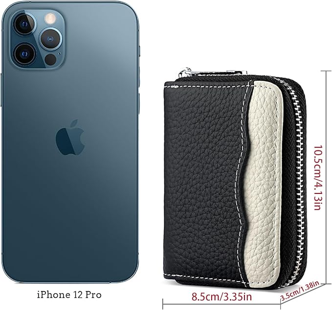Linno RFID 20 Slots Credit Card Holder Genuine Leather Small Wallet for Women or Men with Zipper - Image 5