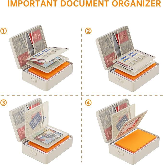 DocSafe 5200°F Fireproof Document Organizer Box with Lock, Beige (Soft) | Heat Insulated 8 Layers File Storage Bag,Water-Resistant Zipper,Home Office Travel Safe,Protects Important Documents,Laptop - Image 5