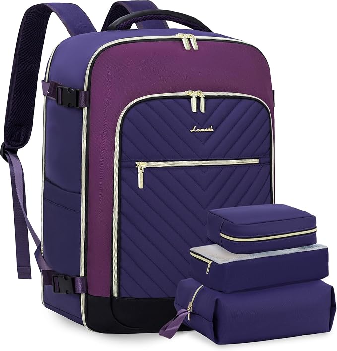 LOVEVOOK Large Travel Backpack for Women, TSA Carry on Backpack for Airplanes, 40L Personal Item Travel Bag for Women fits 17" Laptop,Waterproof Carry on Bag Airplane Approved with 3 Packing Cubes by LOVEVOOK