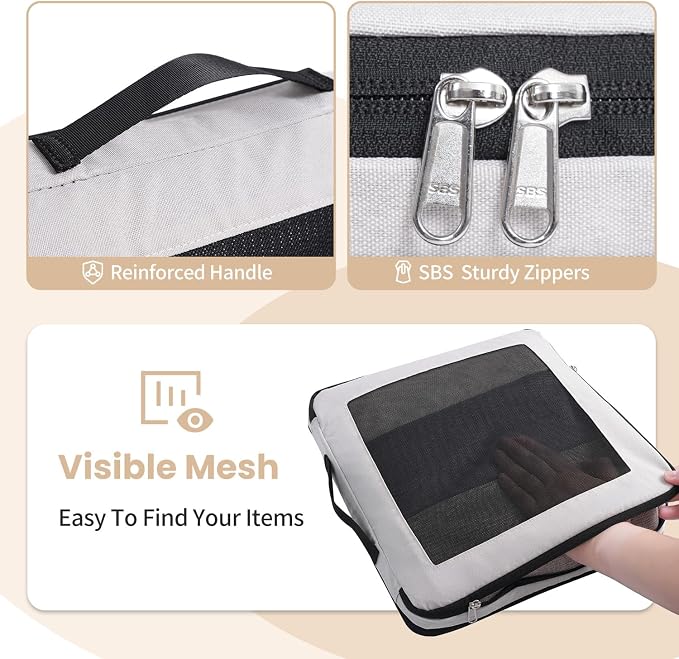 Compression Packing Cubes for Travel, Lightweight Vacation Travel Essentials, Travel Accessories for Suitcase Organizer Bags Set, Durable Luggage Organizer - Image 5