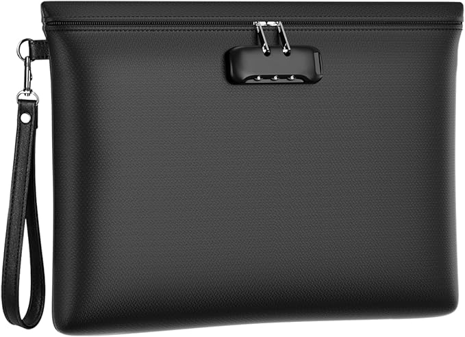 5200℉ Fireproof Document Bag with Lock,Money Pouch,14.3"x10.2" | Waterproof,Zipper Closure, Portable Safe Storage for Letter Size Files, Cash, Cell Phone, Tablet, Card, Passport, Black - Image 8