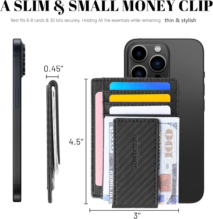 Toughergun Slim Wallet for Men RFID Blocking Money Clip, Minimalist Front Pocket Credit Card Holder, Magnetic Thin Mens Wallets with ID Window - Image 7