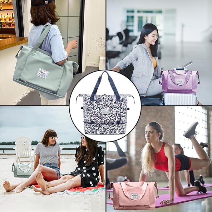 Large Capacity Foldable Travel Bag | Expandable Portable Carry on Bag Dry&Wet Separation Sports Duffel Bag - Image 6