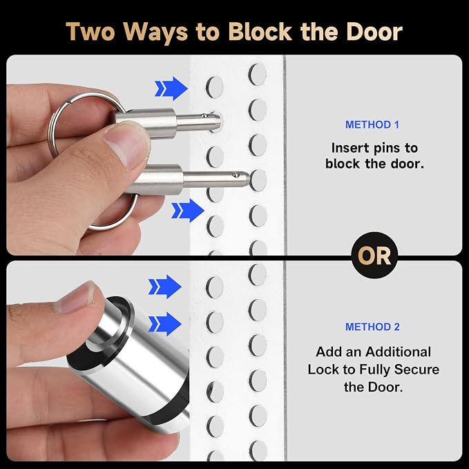 Portable Keyed Door Lock for Home/Travel Security, Extra Door Lock | Keyed & Keyless Locking Available, Child Safety Protection, Temporary No Drill Door Lock, All-Metal Construction - Image 2