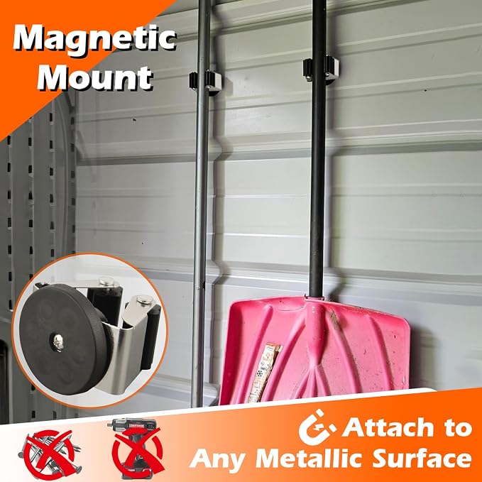 4 Pack Magnetic Mop Broom Holder, Heavy Duty Magnetic Mop Hanger for Refrigerators, Magnetic Mount Mop Broom Holder for Laundry Room Garage Kitchen Workshops Metal Shed - Image 2