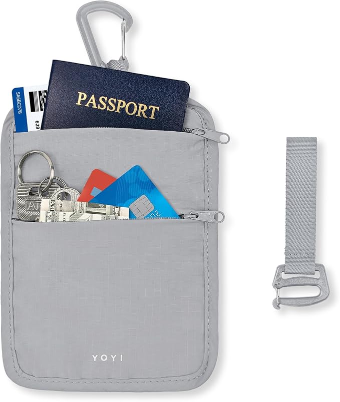 Anti-Theft Belt Waist Travel Wallet Hidden Passport 3-Zone Clip Carabiner | Water-resistant fabric with RFID blocking liner, fits passport, tickets, cards, and cash in 3 zones - Image 2