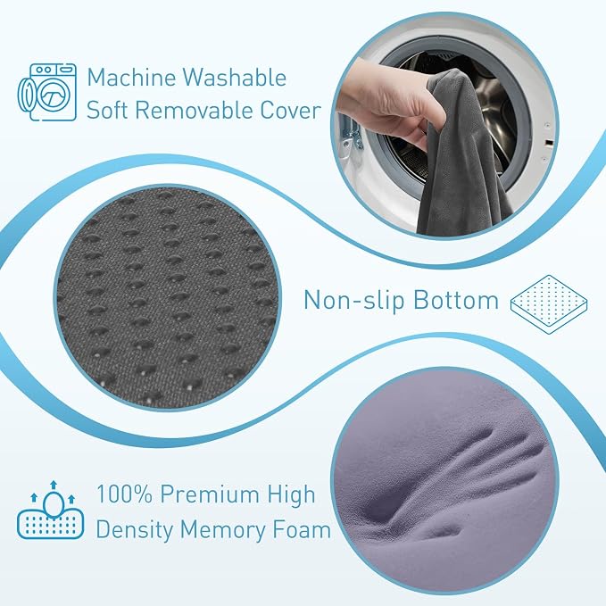 BlissTrends Extra Thick Seat Cushion for Office Chair & Car Seat, LightGrey | Tailbone & Sciatica Relief, Ergonomic Support, High-Density Memory Foam, Comfort for Extended Sitting - Image 3