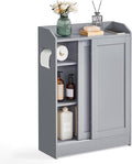 VASAGLE Slim Bathroom Storage Cabinet, Sliding Doors, Dove Gray | Adjustable Shelves，Toilet Paper Holder, Brush Compartment, 23.6 x 7.9 x 31.5 Inches, SIREN Collection UBBC752G02 by Unknown