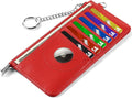 RFID Blocking Slim Credit Card Holder Wallet with Zipper Money Pocket & Keychain, Slim Airtag Wallet for Men Women by Ecovision