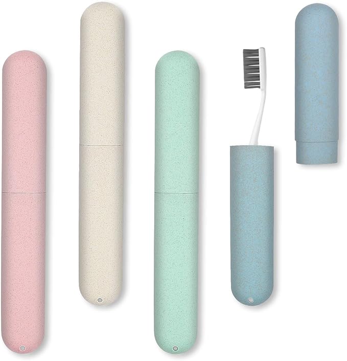 4 Pack Travel Toothbrush Case, Portable Breathable Toothbrush Holder Cases | Toothbrush cases for traveling toothbrush cover organizer container for Home, Travel, Business, Camping, School by NEXCURIO