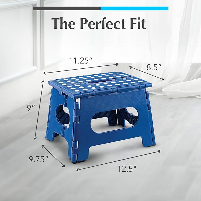 Handy Laundry Folding Step Stool 9 Inch 2-Pack, Blue, Holds 300 lbs | 2-Pack, 9 Inch, Blue, Foldable Collapsible Step Stool, Non-Slip, Holds 300 lbs, Kitchen Bathroom Bedroom, Adults - Image 5