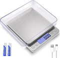 Digital Gram Scale 1000g/0.01g, Scale for Food Ounces and Grams, Upgrade USB Charging Kitchen Scale Digital Weight for Cooking, Baking, Tare Function, 9 Units, 2 Tray by MEIYA