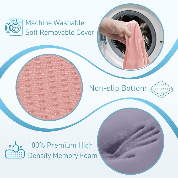 BlissTrends Extra Thick Seat Cushion for Office Chair & Car Seat, Pink | Tailbone & Sciatica Relief, Ergonomic Support, High-Density Memory Foam, Comfort for Extended Sitting - Image 2